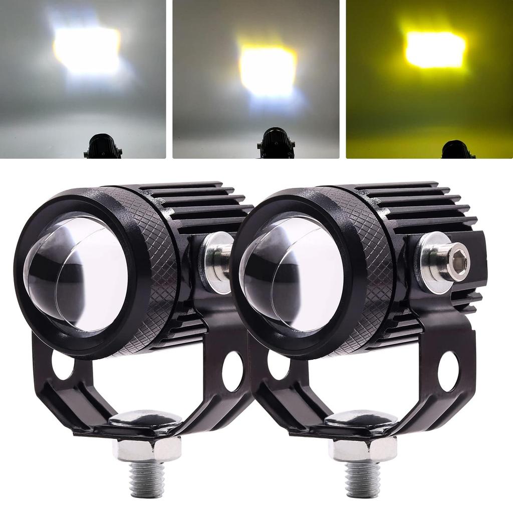 Aoling Motorcycle LED Fog Lights with Cut Yellow and Auxiliary Fog 2 Pieces Lines, Small, White, Steady-On, Strobe, Headlight, Light, Spot, Light,