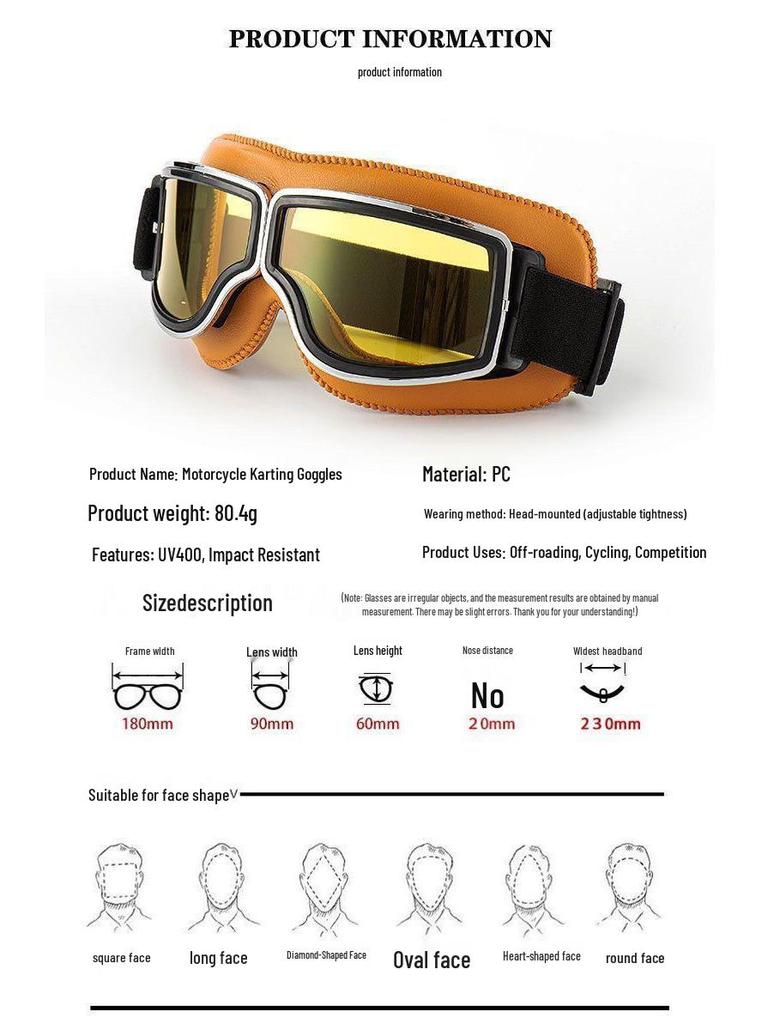 Retro Harley Motorcycle Windproof Riding Goggles and Helmet Glasses for Off-road