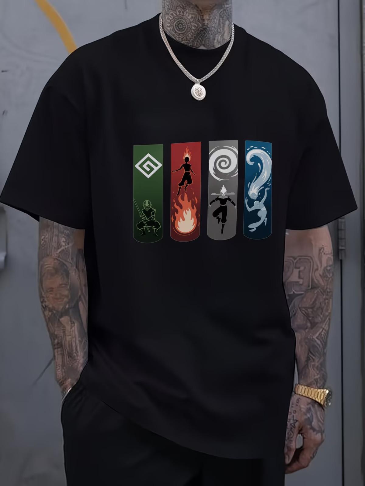 Avatar: The Last Airbender Four Elements Graphic T-Shirt for Men - Fire XXXL