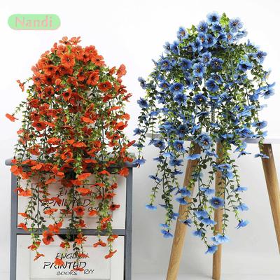Artificial Hanging Flowers Plants Faux Violet Vine, Outdoor Wall Hanging, Fake Flowers For Wedding ,Home Garden Decoration