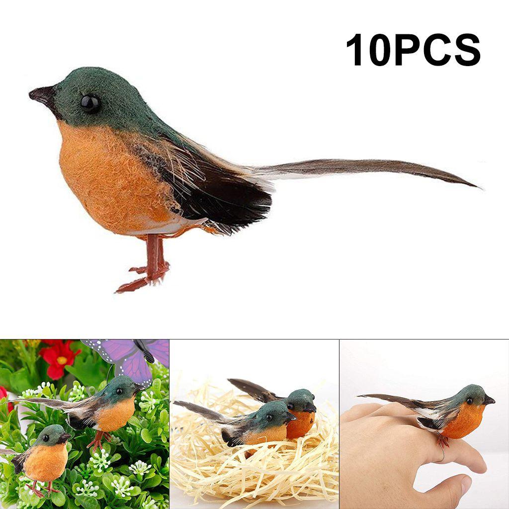 Artificial Robin 10pcs Birds Craft Ornament Christmas Tree Party Hanging Decor