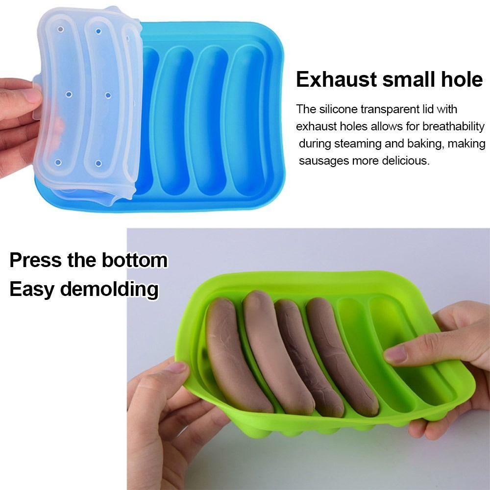 6-Cavity Sausage Maker Mould Non-Stick Silicone Mold DIY Hot Dog Maker  Kitchen Baking
