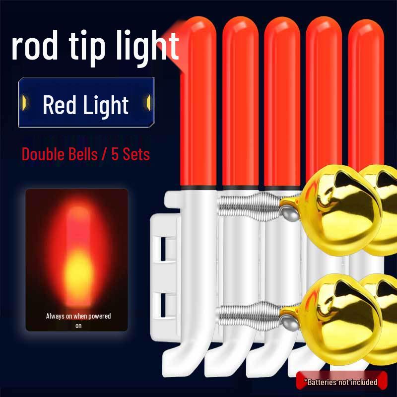 Night Fishing LED Rod Tip Light with Copper Bell - Sea Rod Alarm and Glow Sensor