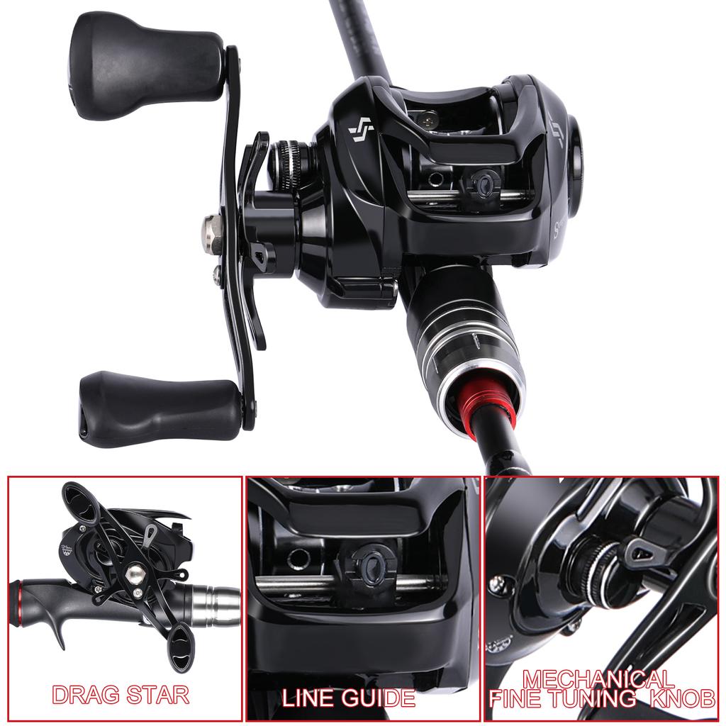 SOUGAYILANG Nový rybářský prut Baitcasting Sada rybářských navijáků 1,8 m 2,1 m 2,4 m Převodový poměr 6,3:1 Odlévací rybářský naviják 17+1BB