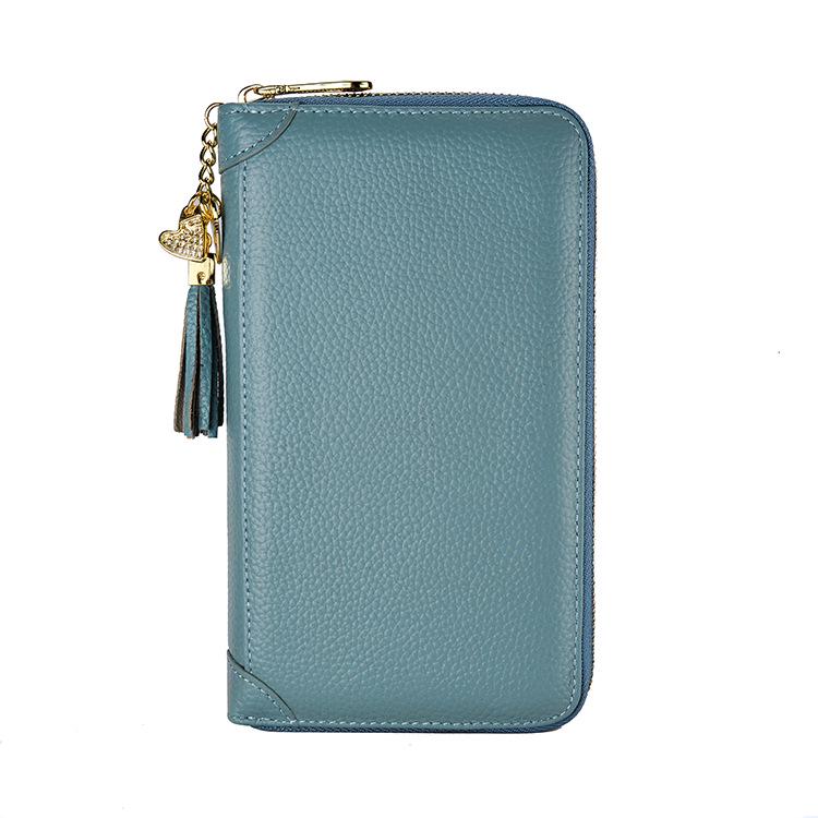 Women's RFID-Blocking Cowhide Card Holder with Zipper and Anti-Demagnetization for Credit Cards and Driver's License