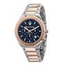 Mens Watch Blue Dial 45mm 10-sided Case Chronograph Rose Gold