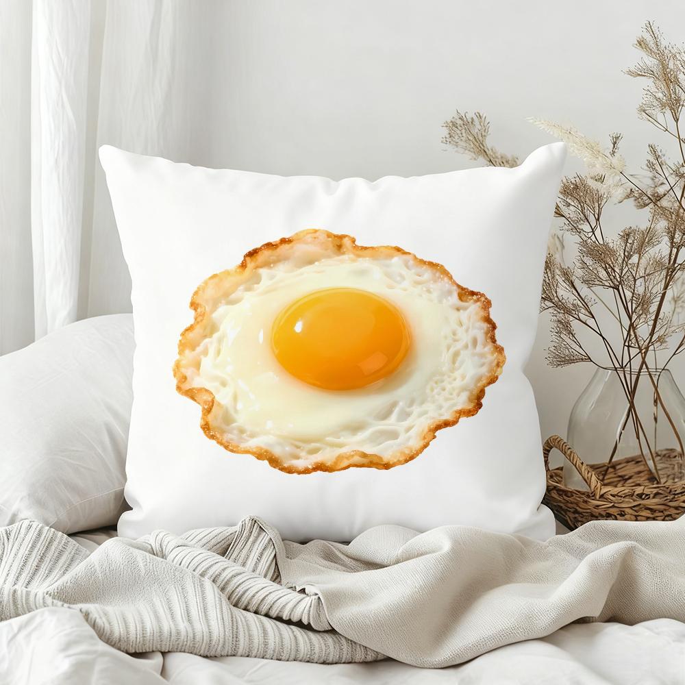 Fun Fried Egg Cute Pillow Case Bedroom Sofa Living Room Backrest Decoration Square Cushion Nap Time
