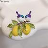 Trendy Enamel Bird And Lemon Brooches For Women Animal Fruit Pins Casual Party Accessories New Year Gifts