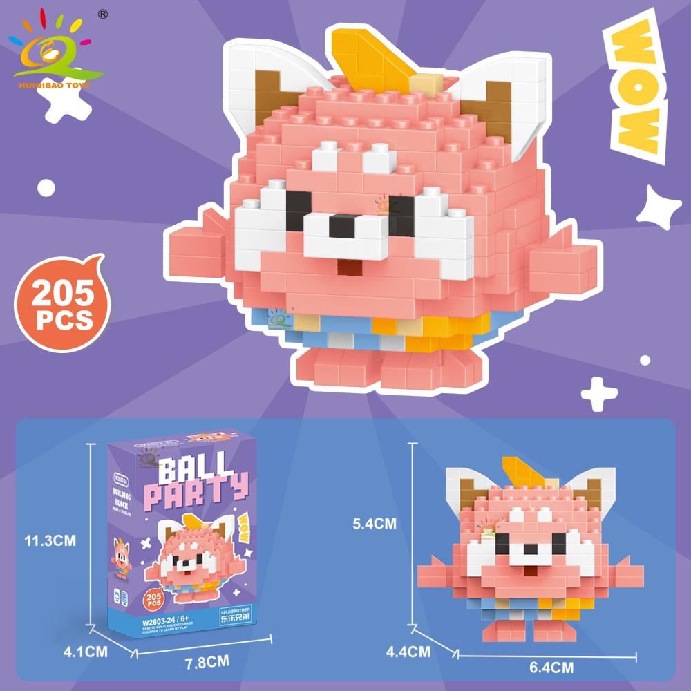 HUIQIBAO Mini Cute Animal Micro Building Blocks 3D Diamond BEE Cat Panda Model Bricks DIY City Construction Toys for Children