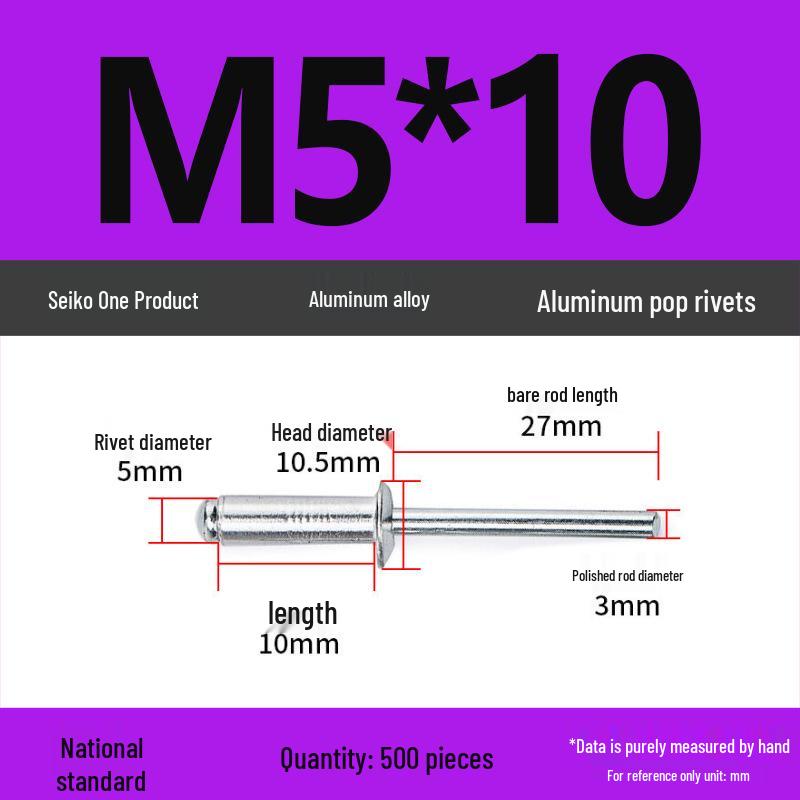 Aluminum Blind Rivets & Nuts - Black Round Head, Extended Shank, M4/M5/M6