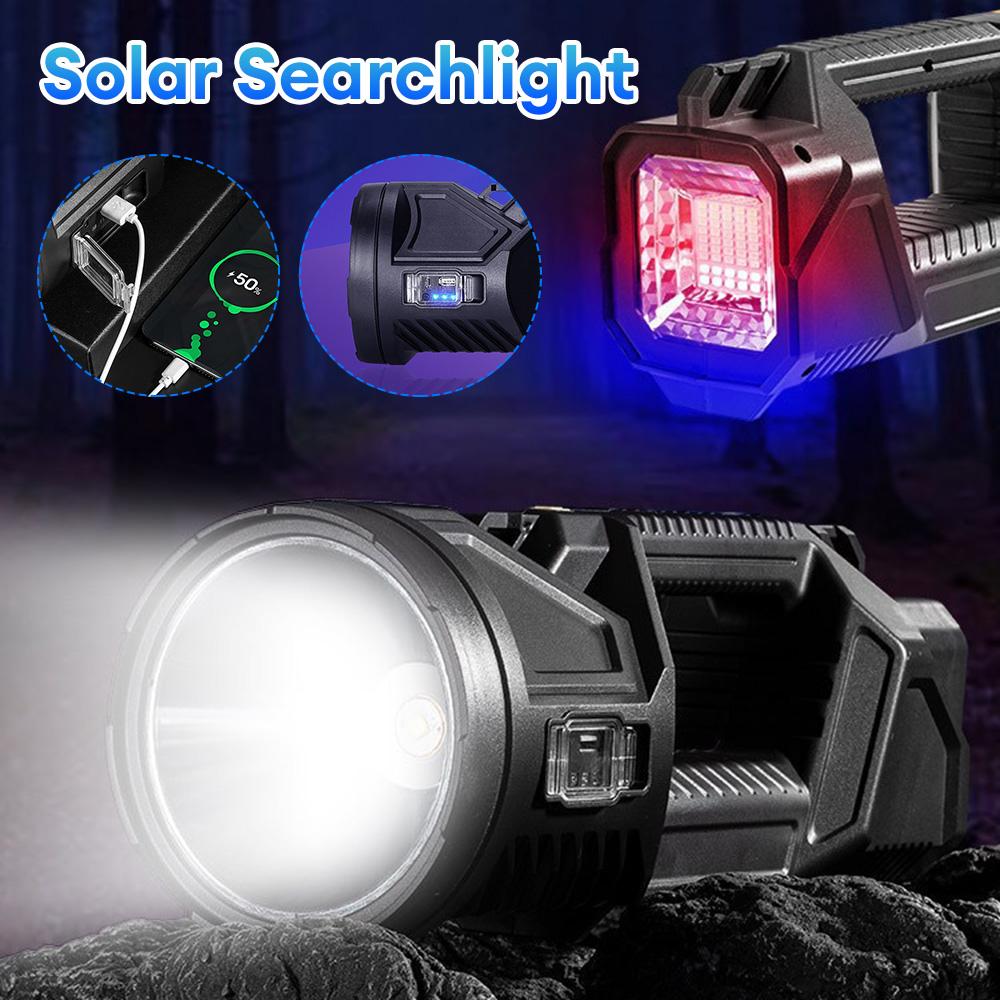 Solar XHP70 LED Flashlight Rechargeable Searchlight Outdoor Work Light Camping Lamp Night Fishing Light Emergency Lamp