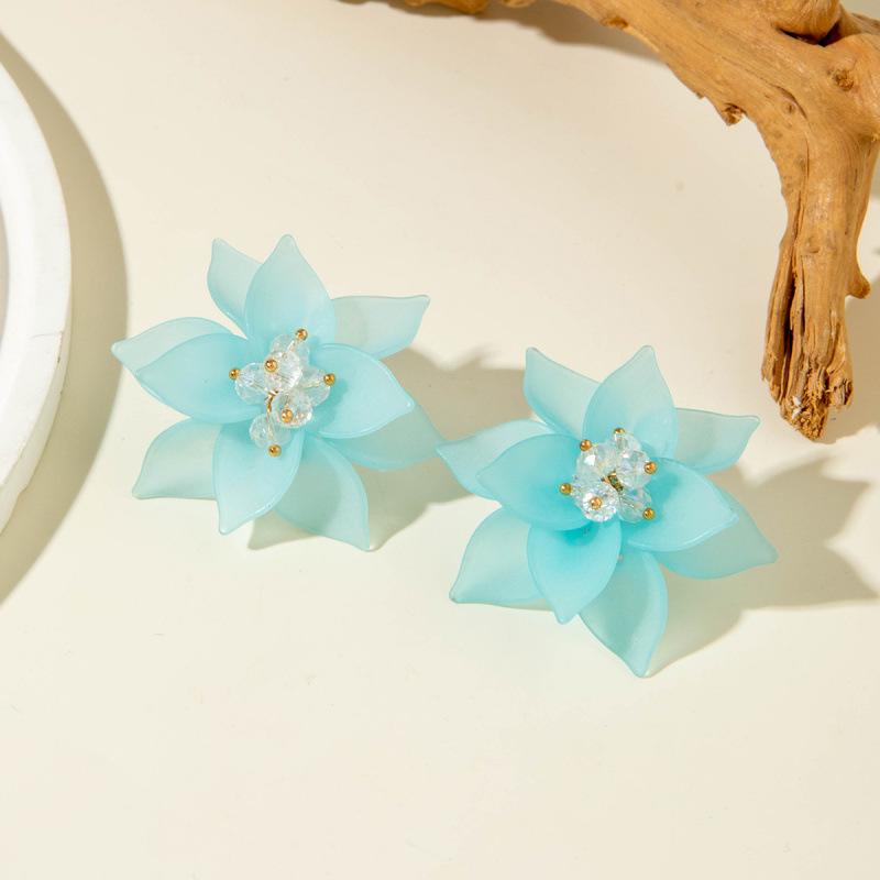 Dopamine Korean Fresh and Sweet Resin Three-dimensional Flower Earrings Earrings for Women
