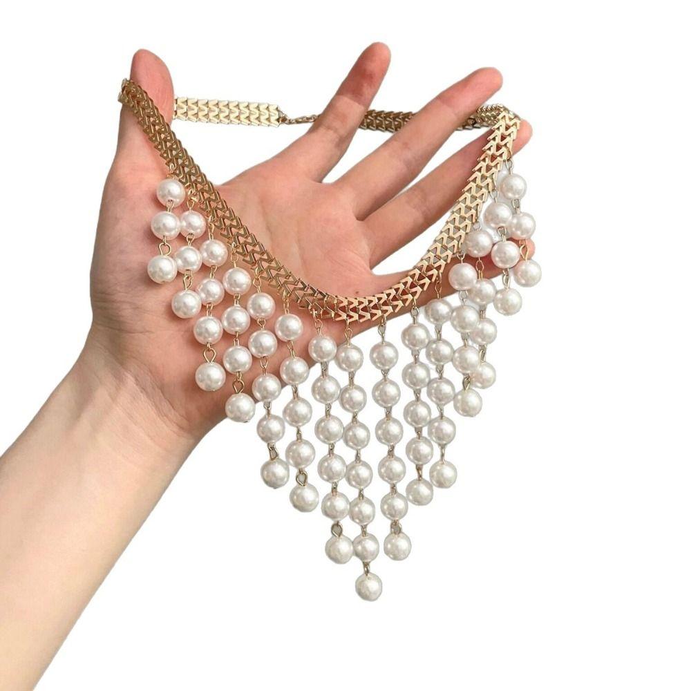 Sweater Chain Clavicle Chain Women Adjustable Imitation  Pearl Necklace  Gifts