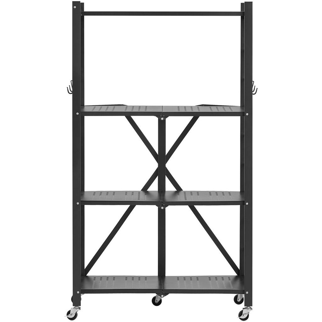 4-Tier Foldable Storage Shelf with Wheels 26 X 13 X 46-inch Metal Shelving