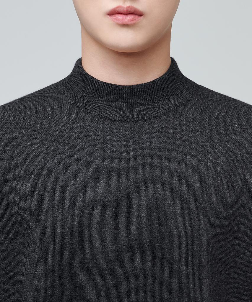 MUSINSA STANDARD Minimal Mock Neck Knit [Charcoal Gray]