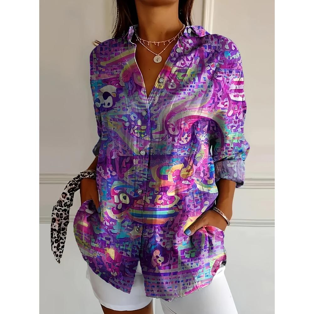 Women S Stylish Purple Printed Shirt S