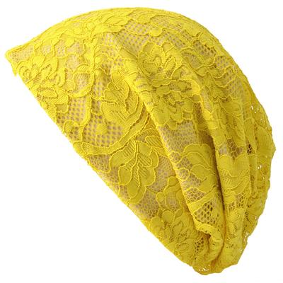 Cotton Hat Plus Size Stylish Cap Refreshing All-Lace 100% Loose-Fit [Free Size/Yellow]