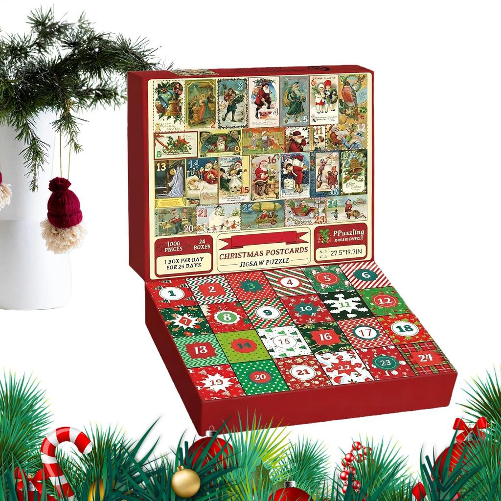 2026 Christmas Countdown Calendar Christmas Puzzles 24 Days Holiday Puzzles Countdown Calendar For Teens For Men Women Boys