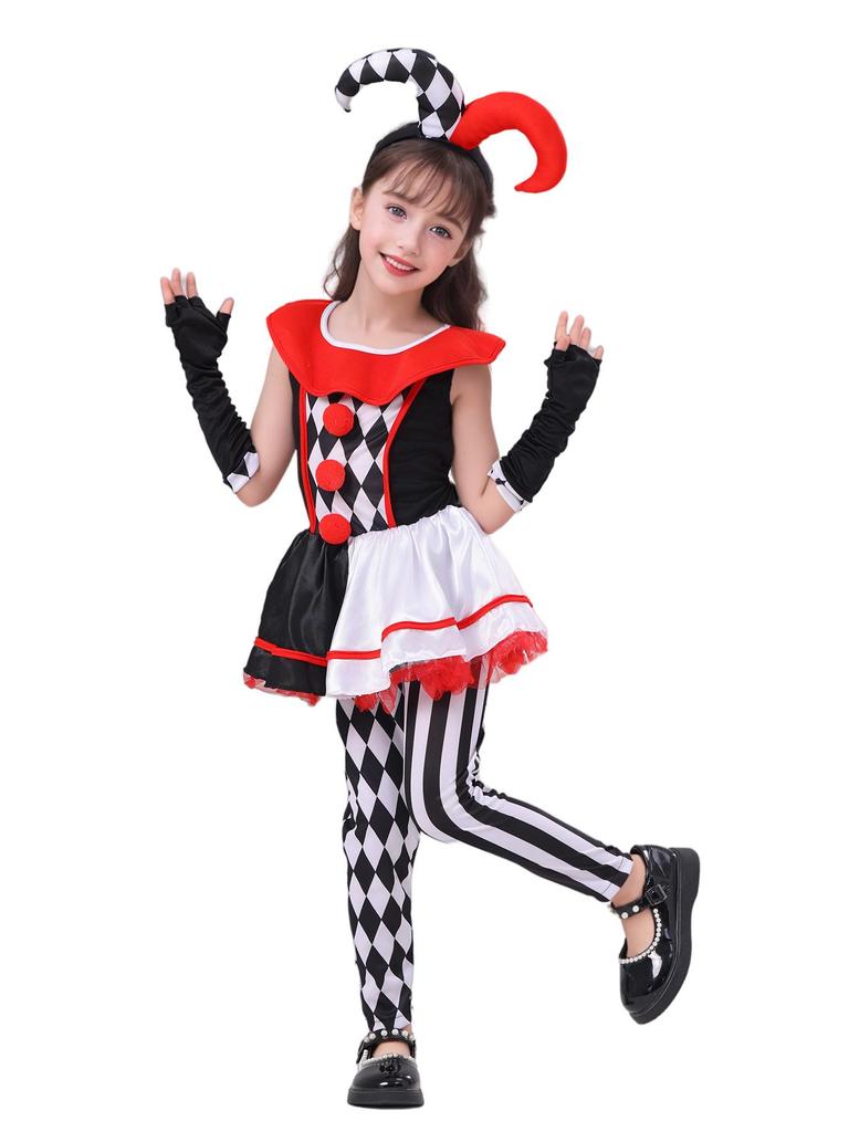 Wszechstronna spódniczka klauna dla dziewczynki na Halloween i bal przebierańców