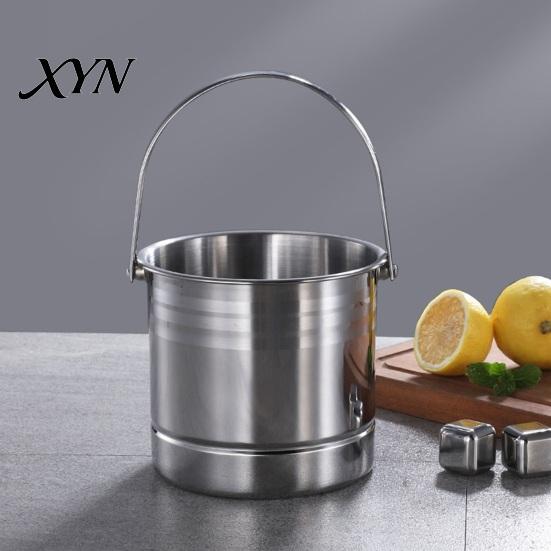 KTV Ice Bucket Stainless Steel with Removable Strainer, Bar Wine Champagne Multi-use Cooler for Beer Red Wine, Portable Snacks Home Gatherings