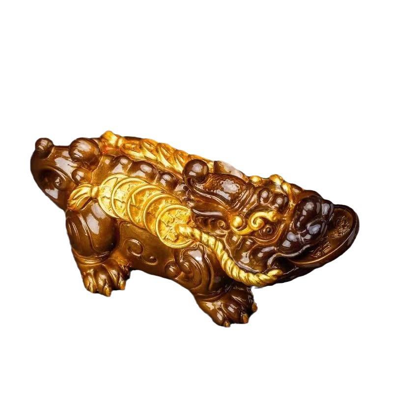 Luxury Resin Pixiu Tea Pet: Color-Changing Wealth-Attracting Ornament for Tea Sets.