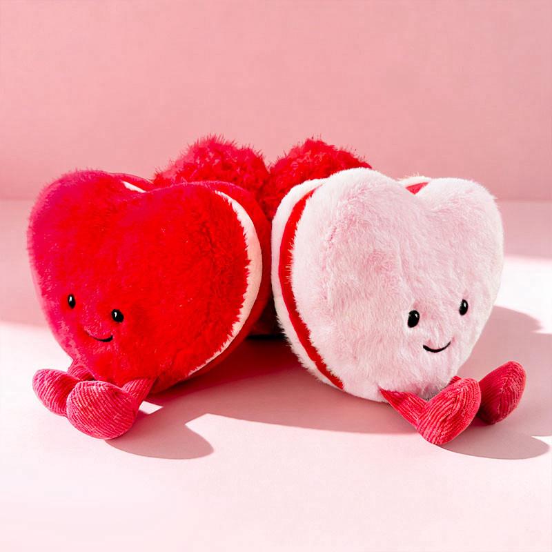 10cm Soft Pink Heart Plush Toy Fluffy Stuffed Doll Valentine Gift Bag Charm Decor