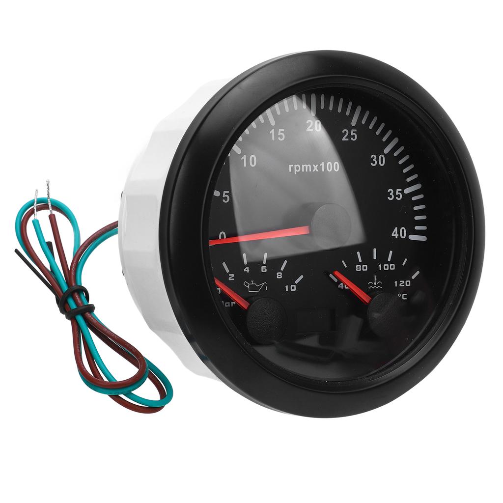 3-in-1 Elektrischer Drehzahlmesser Öldruckanzeige Wassertemperaturanzeige 3 3/8 Zoll 4000 U/min 0 bis 10 bar 40 bis 120 Grad Celsius 7 Farben