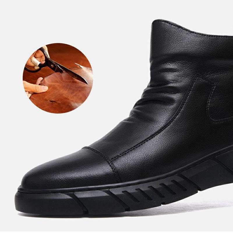 Boots Spring and Autumn Leather Breathable High-top Casual Leather Shoes Men's Business British Style Leather Boots