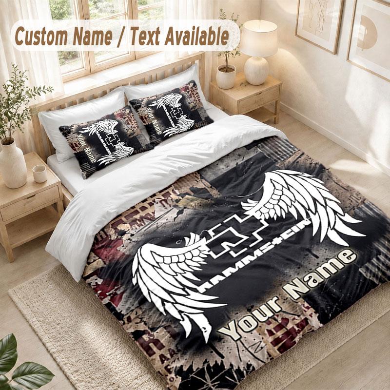 Custom Name Bedding Set 3 PiecesRammstein Print Duvet Cover + 2 Pillowcases Soft Bed Decor