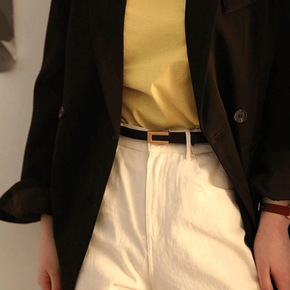 Waist Strap Female Vintage Trouser Dress Decoration Leather Belt Metal Buckle Thin Waistband