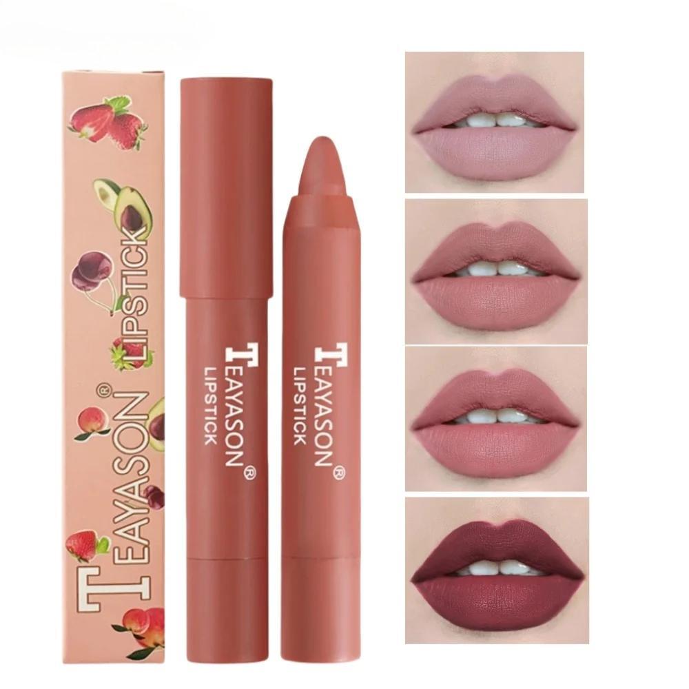 Nude Velvet Matte Lipstick Long Lasting Moisturizing Lip Crayon High Pigment Rotate Lipsticks Pen Woman Cosmetics
