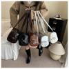 Vintage Solid Color Women Pu Shoulder Bags Large Capacity Ladies Handbags Versatile Belt Design Textured Female Crossbody Tote