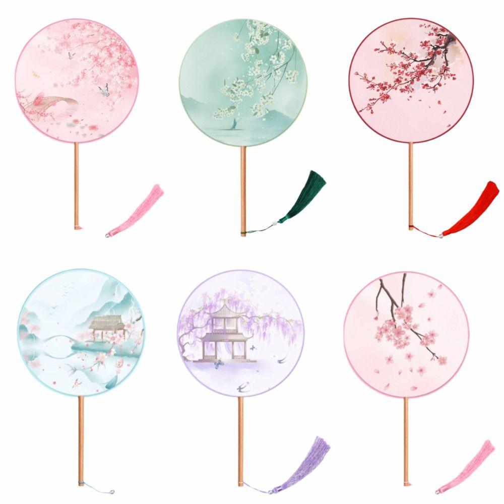 Silk Material Chinese Round Hand Fan Embroidery Design Cheongsam Tang Suit Fan  Wedding Ceremony