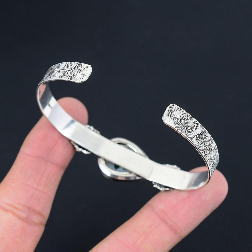 Sisters Day Sale Tree Agate Gemstone Art Deco Bangle Jewelry 925 Sterling Silver