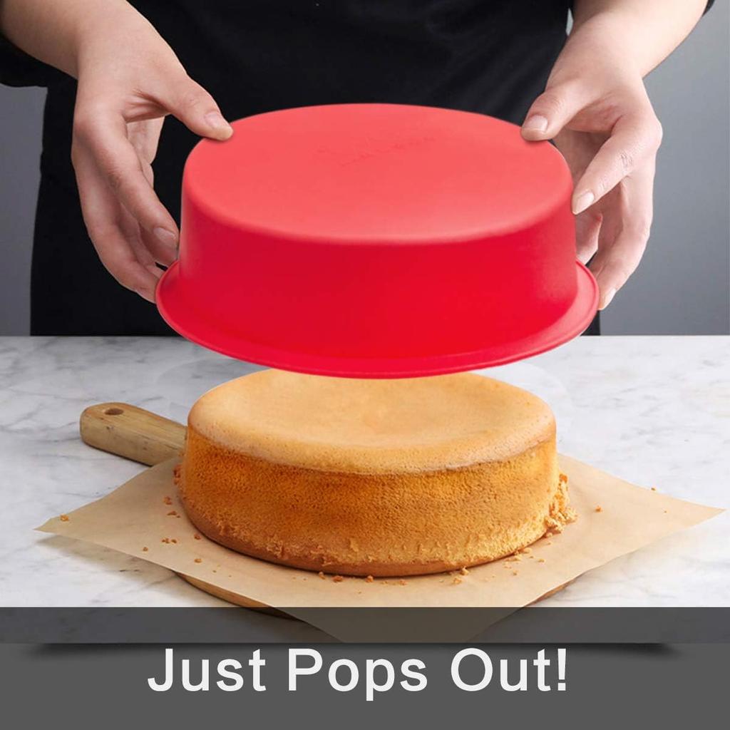 Round Cake Pan - Silicone Cake Mold for Baking, Non-stick Baking Pan for Layer Cake, Cheesecake and Chocolate Cake