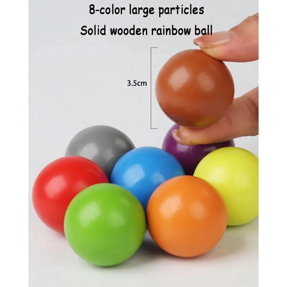 Baby Rainbow Ball Matching Montessori Wooden Toy Color Sorting Cognitive Sensory Game Fine Motor Training Early Educational Toys