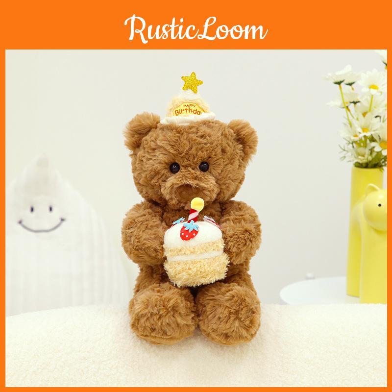Bear Cake Birthday Animal Plush Toy Cartoon Stuffed Doll Room Decoration Gift