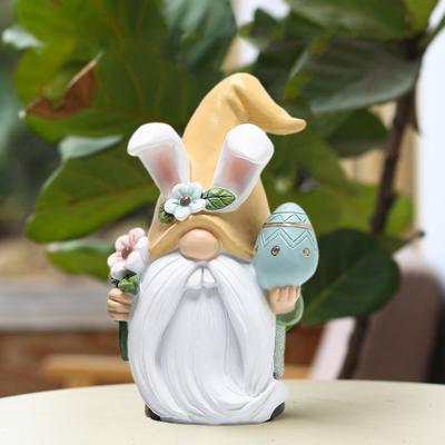 Figurine Nain Oreilles de Lapin de Pâques Œuf Coloré Elfe Sans Visage Nain Statue en Résine Sculpture