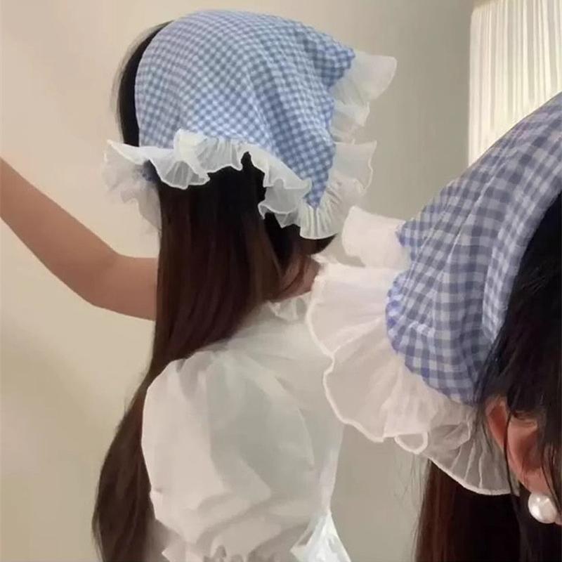 Lace Triangle Hair Scarf Headband Countryside Style Innovative Design Lotus Leaf Edge Mesh Sweet Girls Hair Accessories Gift