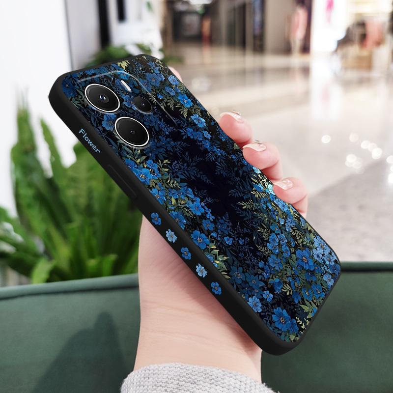 

Mysterious Flower Phone Case For Xiaomi Redmi Note 14 13 12 12S 11 11S 10 10S Pro Plus 15 15C 14C 4G 5G Silicone Cover Redmi Note 14 Pro 5G чорний