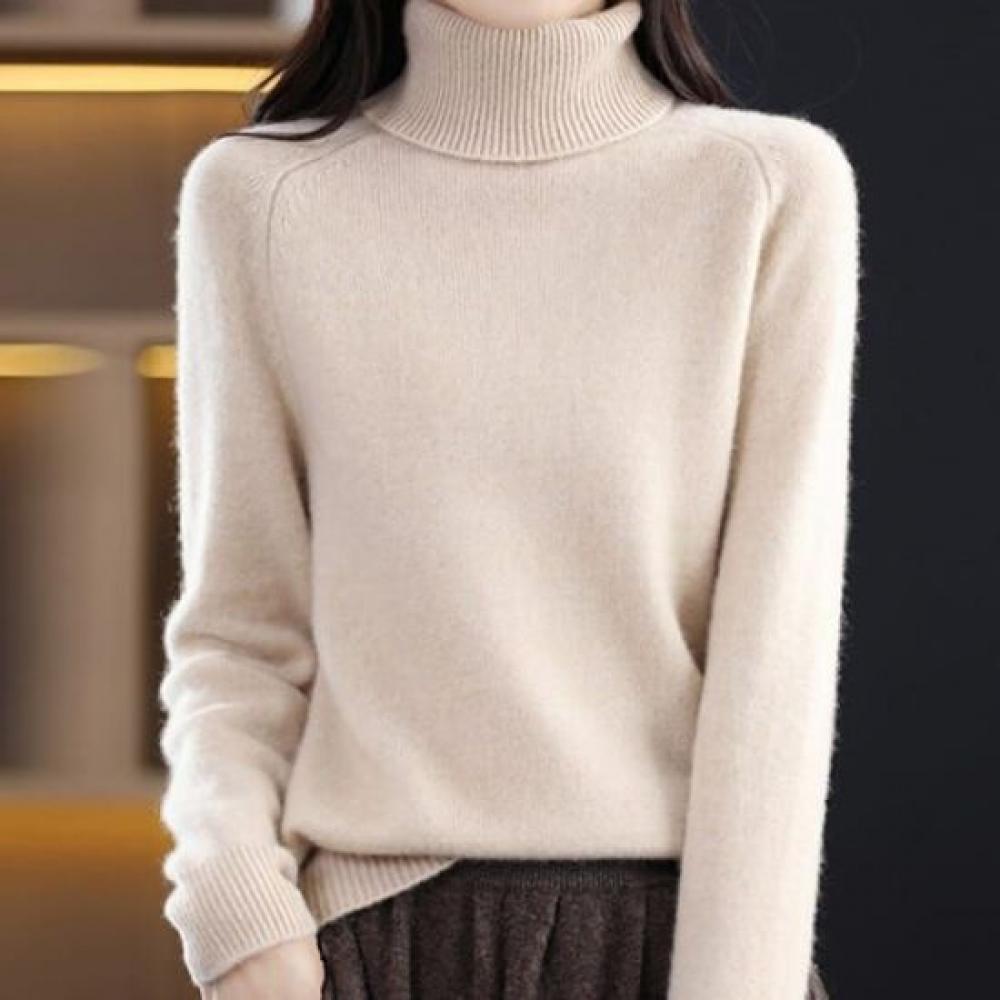 Navava Women Soft Warm Solid Mock Neck Knit Top Nk3371