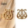Music Symbol Badge European Classical Harp Brooch Pin, Golden Plated Musical Instruments Vintage Accessory for Men Women Lightweight Alloy