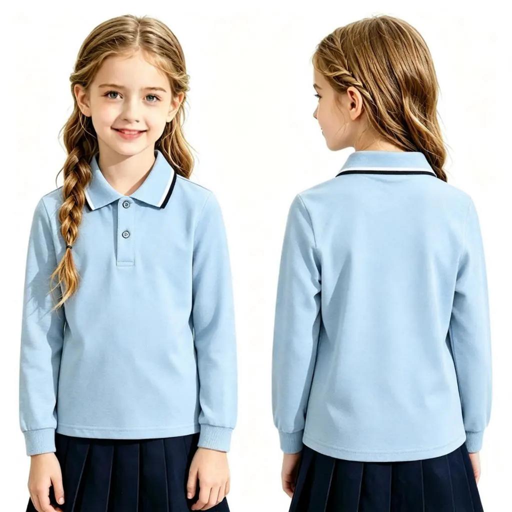 Children's Long Sleeve Cotton T-Shirt for School Everyday Wear -