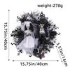 652F Halloween Plastic Wreath for Door House Decorative Wreath Door Decors Halloween Skull Couple Wreath Accessories