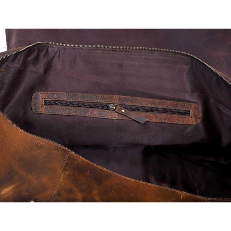 Vintage Genuine Full Grain Leather Duffel Bag Handmade Leather Weekender Bag Travel Duffel for Men Overnight Bag Carry on Bag Christmas Gift