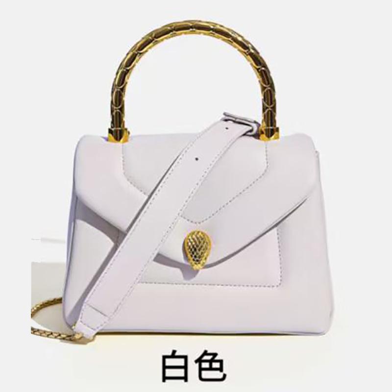 

Новые кожаные женские сумки, сумки из высококачественной коровьей кожи, модные и универсальные портативные сумки-мессенджеры с головой змеи 21*10*15cm белый