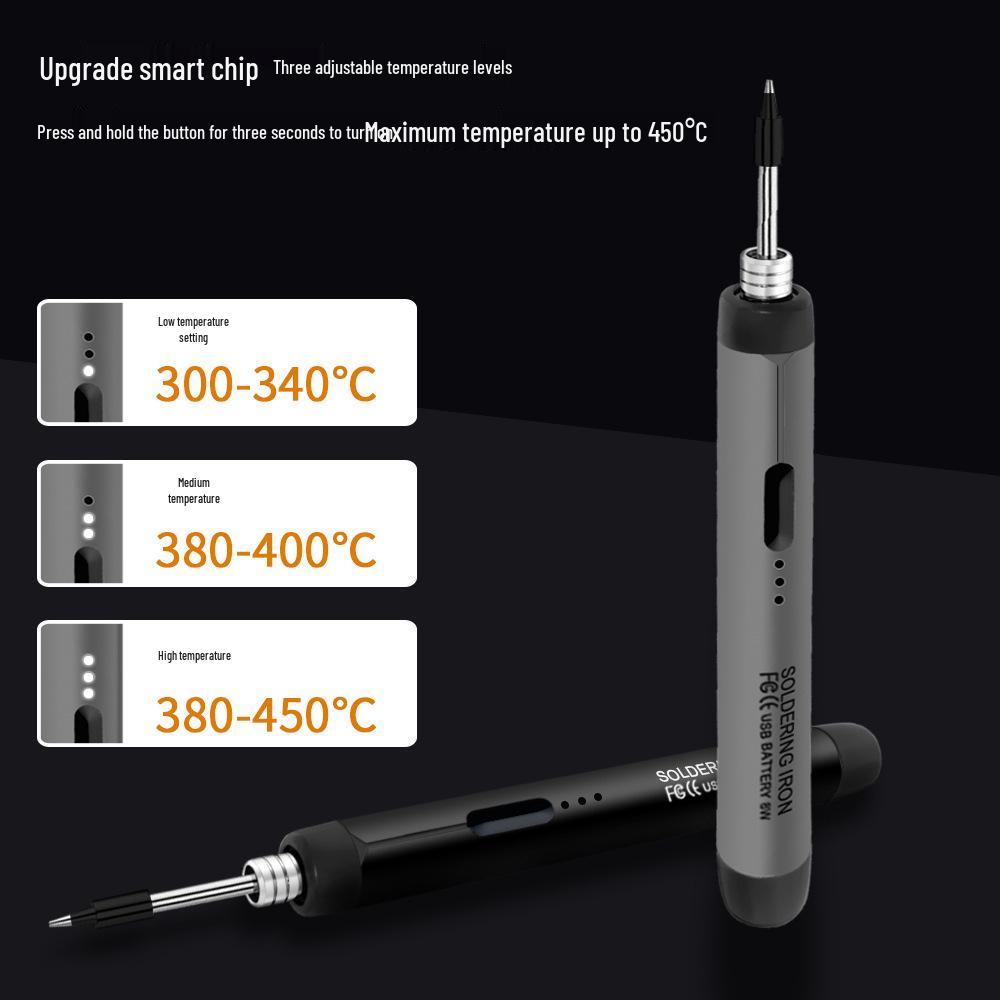 Kompakter, wiederaufladbarer USB-C Elektrolötkolben-Bausatz mit 600mAh Akku