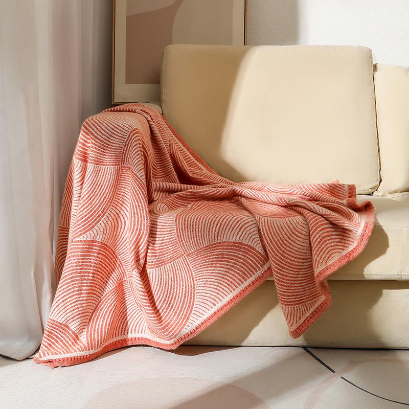 Leichter Luxus Aero Überwurfdecke Gewebte Jacquard Fleece Sofaabdeckung Decke Tragbare Camping Couchdecke Bequeme Klimaanlagen Nickerchen Decke