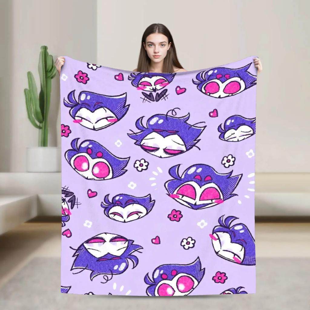 Loona Anime Fleece Throw Blanket Soft Rug for Travel Bed Helluva Boss Plush Warm Cozy Wrap