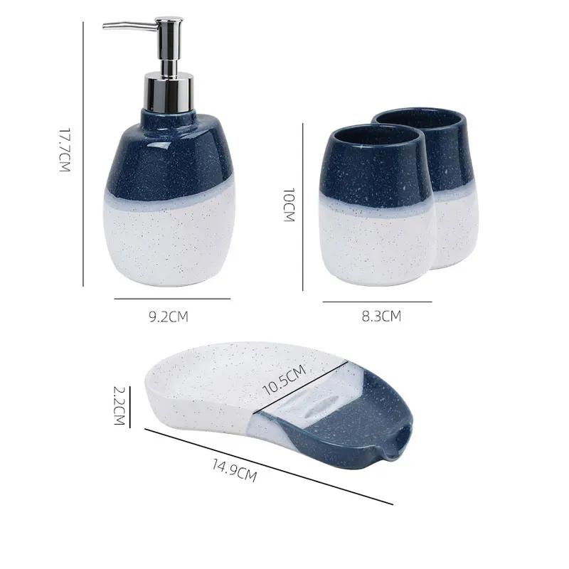 Dispenser sapone Set da bagno in ceramica, set da bagno a quattro pezzi, bicchiere per collutorio, flacone per igienizzante mani, set da bagno per hotel